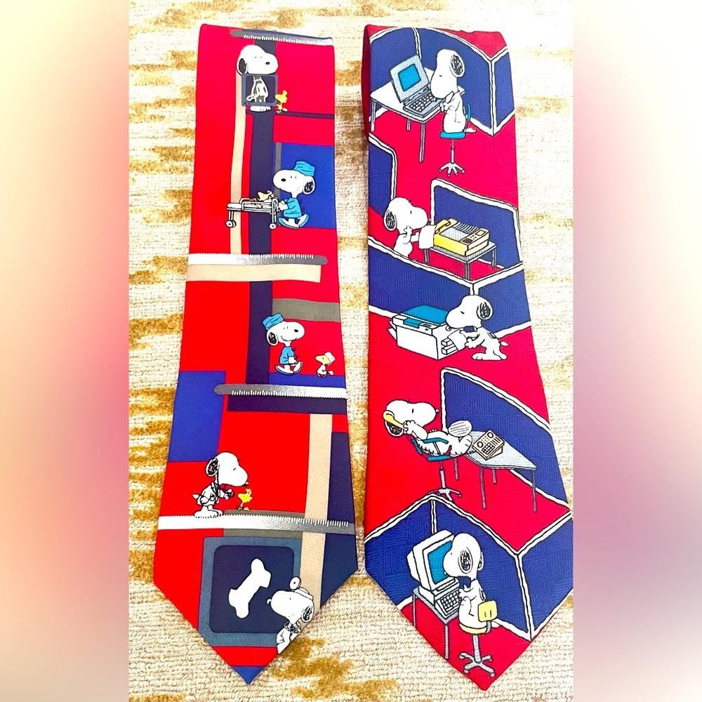 Peanuts 2 Vintage Silk Snoopy Peanuts Men’s Neckties Gem